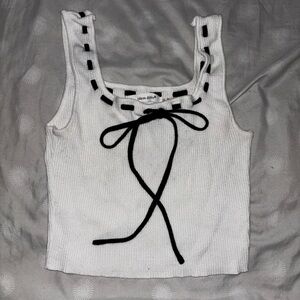 Elegant White Tank Top with Black Detailing